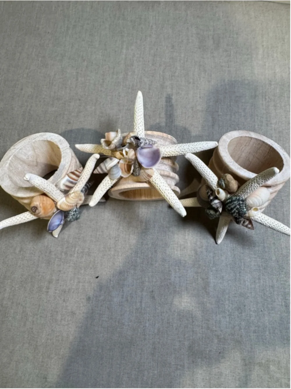 Unbranded Nautical Beach Seashell Starfish Napkin Rings Set of 3